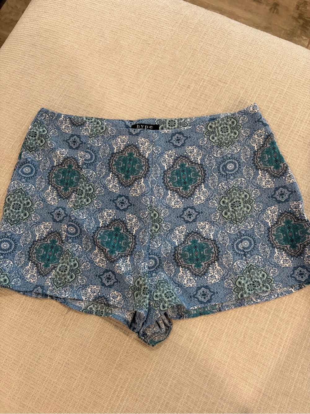 Hype Blue and Teal Paisley Bike Shorts